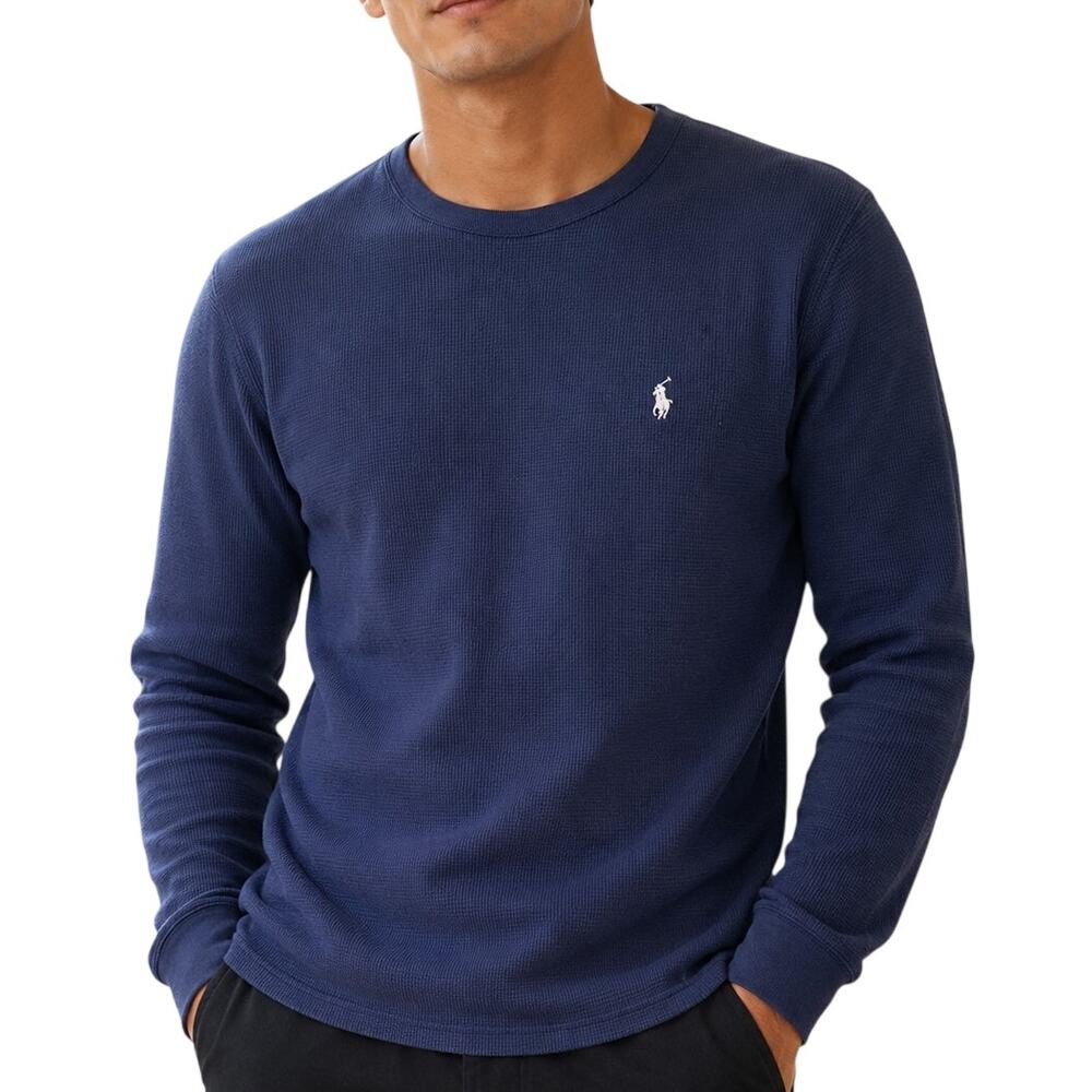 Polo Ralph Lauren Navy Waffle Knit Top M Preppy Old Money